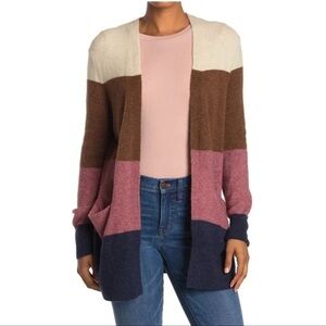 Madewell Color Block Long Line Open Cardigan Sweater Size Small